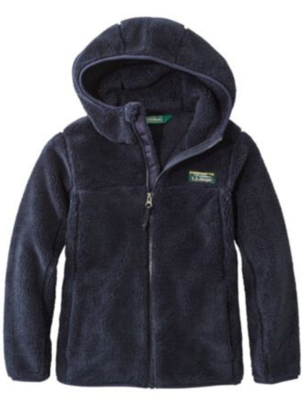 L.L.Bean Hi-Pile Hooded Fleece, Kids Size 10-12 (Medium), Navy